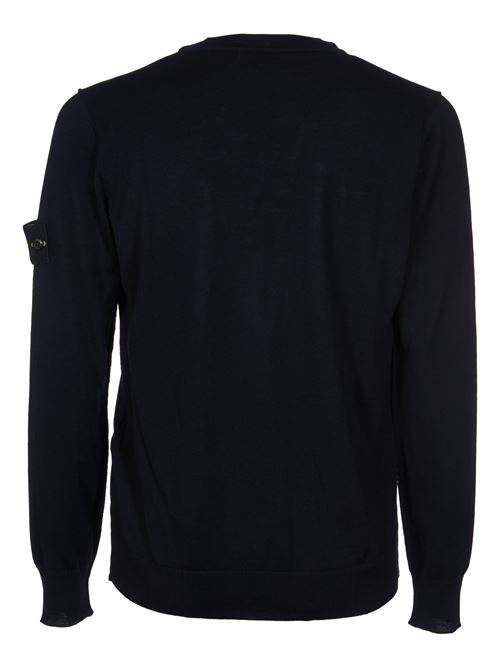 Sweater with V-neck and ribbed workmanship STONE ISLAND | 8115501C4V0020